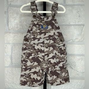 OshKosh Bgosh Baby Camouflage with Turtles Overalls Size 24 Months with Snaps
